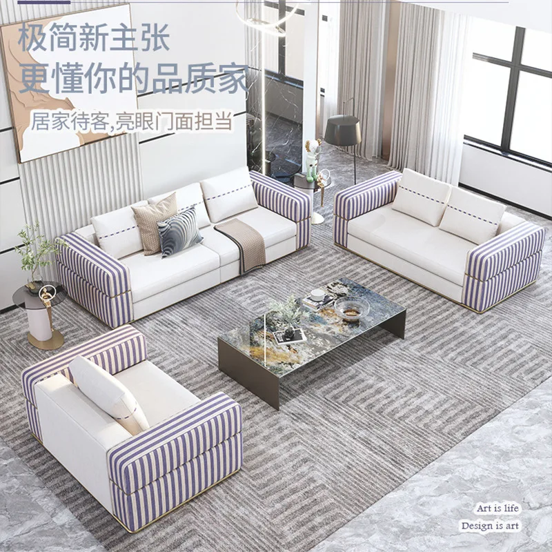 

Light luxury designer double color fabric sofa small apartment living room modern minimalist villa sofa living room furniture