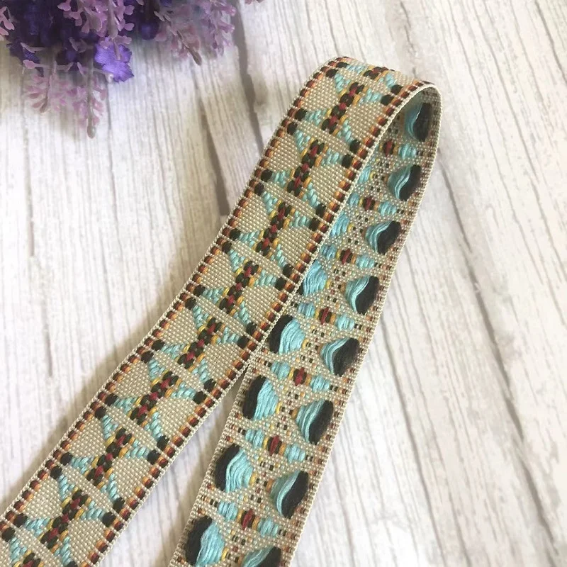 

10Yards/lot Wide 2.5cm Woven Jacquard Ribbon Geometric Figure For Straps Clothing Accessory ls-1268