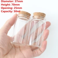 12 pcslot 253770mm 50ml little glass jar glass bottle corks storage spice spicy candy containers vial bottle stopper