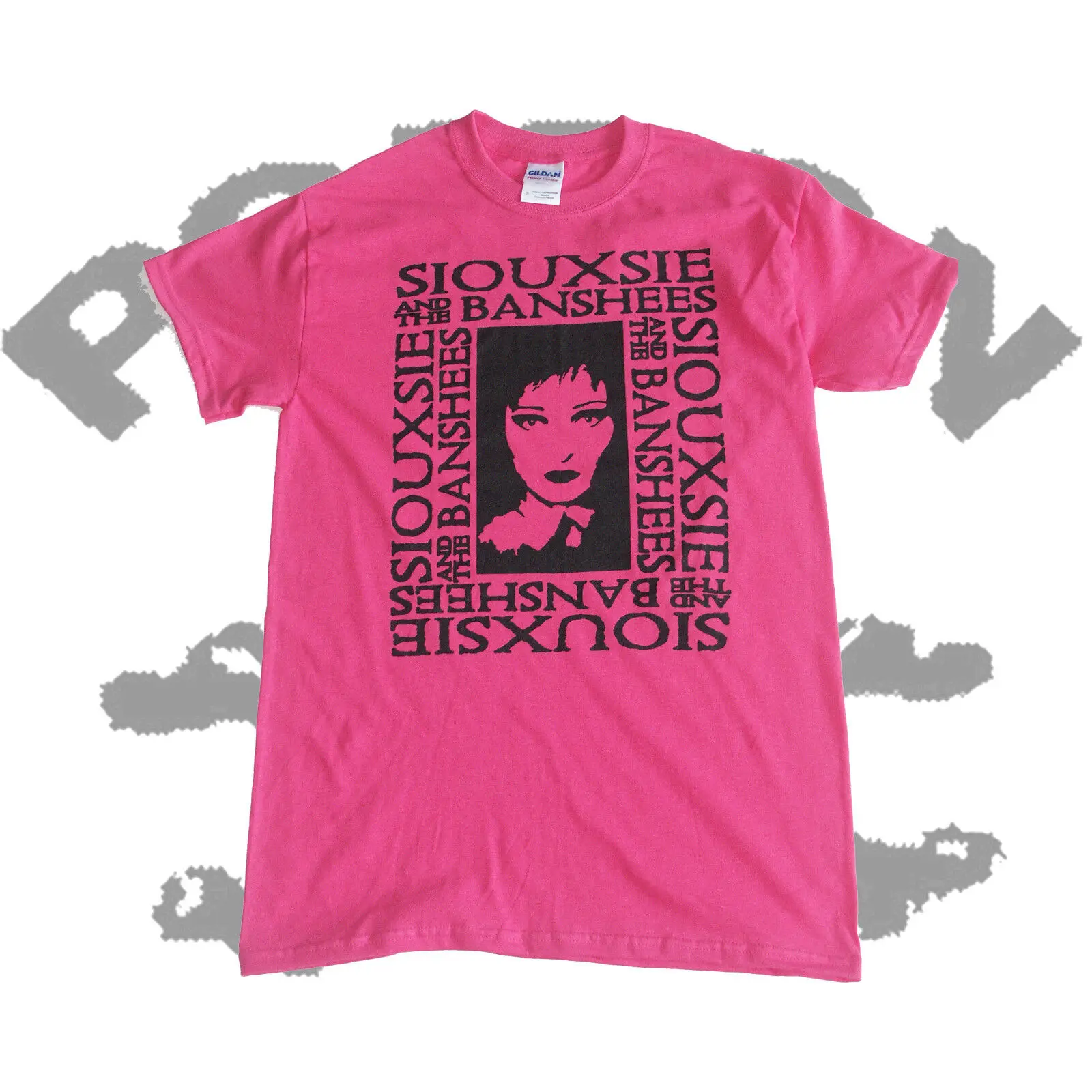 Siouxsie Sioux &amp the Banshees Мужская ярко-розовая футболка с черным принтом S - 3XL