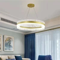 light luxury living room crystal chandelier nordic postmodern bedroom villa hotel led pendant lamp golden round lighting fixture
