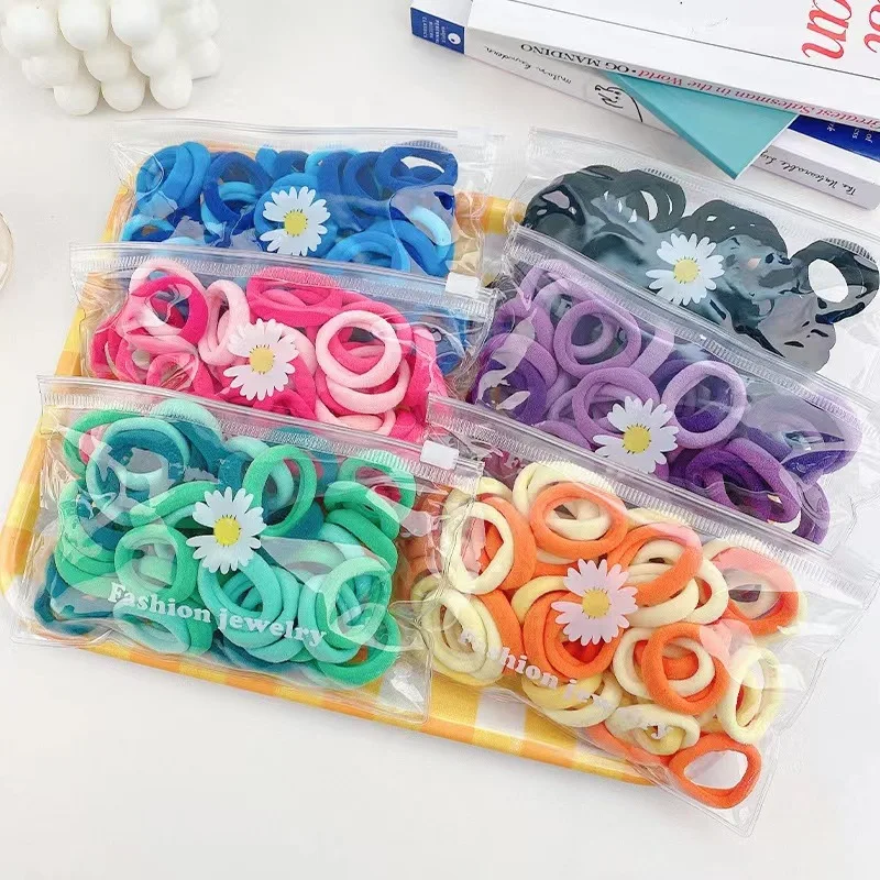 

50Pcs/Set Small Elastic Hair Bands Girls Hair Accessories Colorful Nylon Headband Kids Ponytail Holder Scrunchie Ornaments Gift