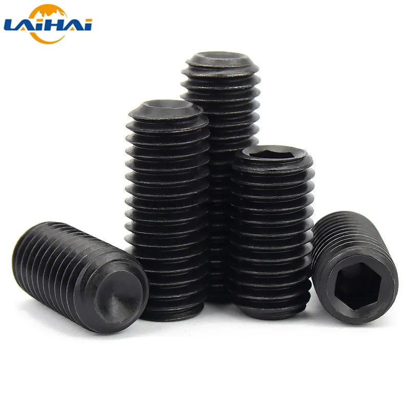 

1/50pcs M2.5 M3 M4 M5 M6 M8 M10 M12 M16 Black Grade 12.9 Steel Allen Head Hex Hexagon Socket Flat Point Set Screw End Grub Bolt