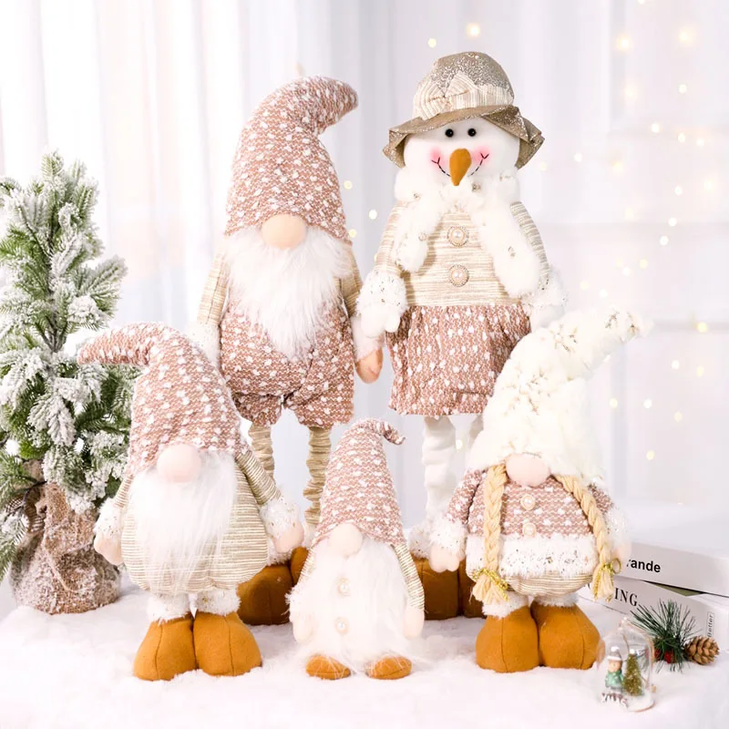 

Retractable Santa Snowman Home Decoration Snowman plush toy Santa Claus Christmas gift decoration