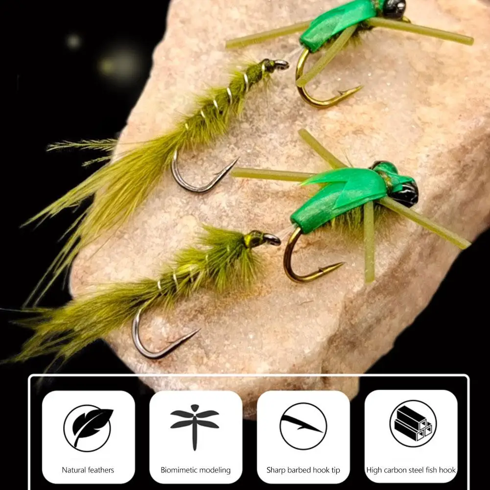 4 шт. Damselfly Nymphs нахлыстовая рыболовная звезда глаз Марабу вспышка мишура спина