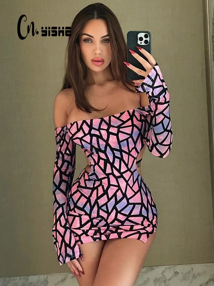 CNYISHE облегающее вечернее платье с геометрическим вырезом и открытой спиной