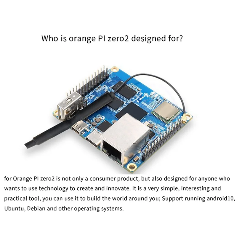 

For Orange Pi Zero2 Allwinner H616 1GB DDR3 RAM Development Board+Case+Video Cable+Expansion Card+Power Adapter(EU Plug)