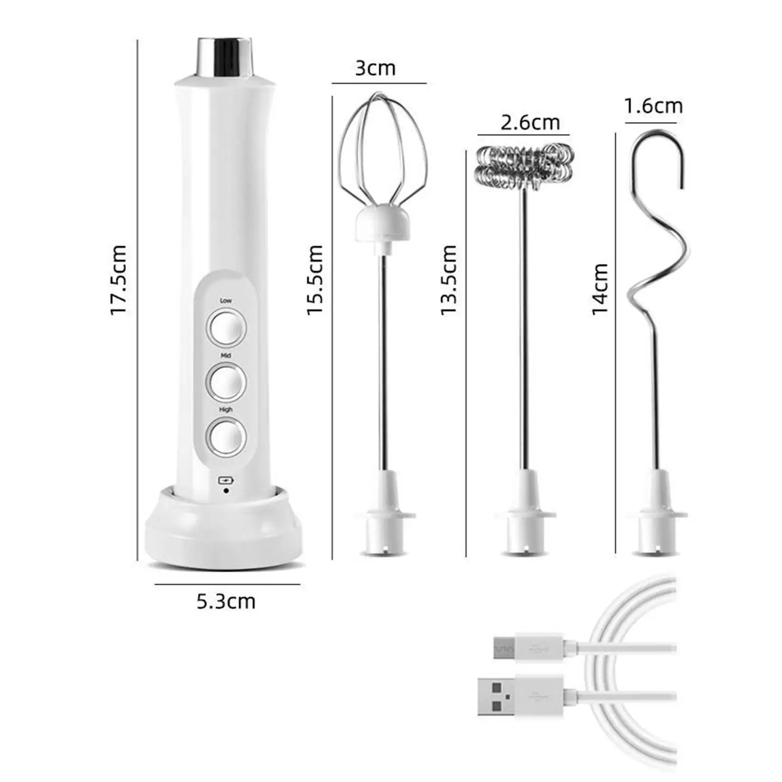 

USB Milk Frother Egg Beater Chocolate Drink Mixer Blender Beverage Mixer white