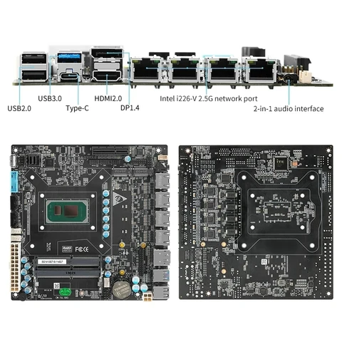 11-го поколения Intel i7-1165G7 i5-1135G7 6-этажная материнская плата NAS Mini ITX 4x i226 2.5G 6x SATA 2x M.2 PCIe x4 Firewall Игровая материнская плата