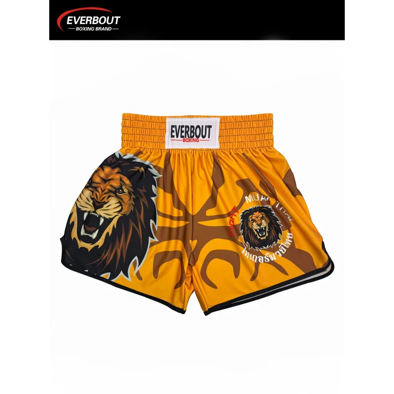 Фото Шорты EVERBOUT MMA - желтый лев, высокая талия, разрез на низу, эластичный полиэстер и спандекс, идеальные для тренировок, бокса №2