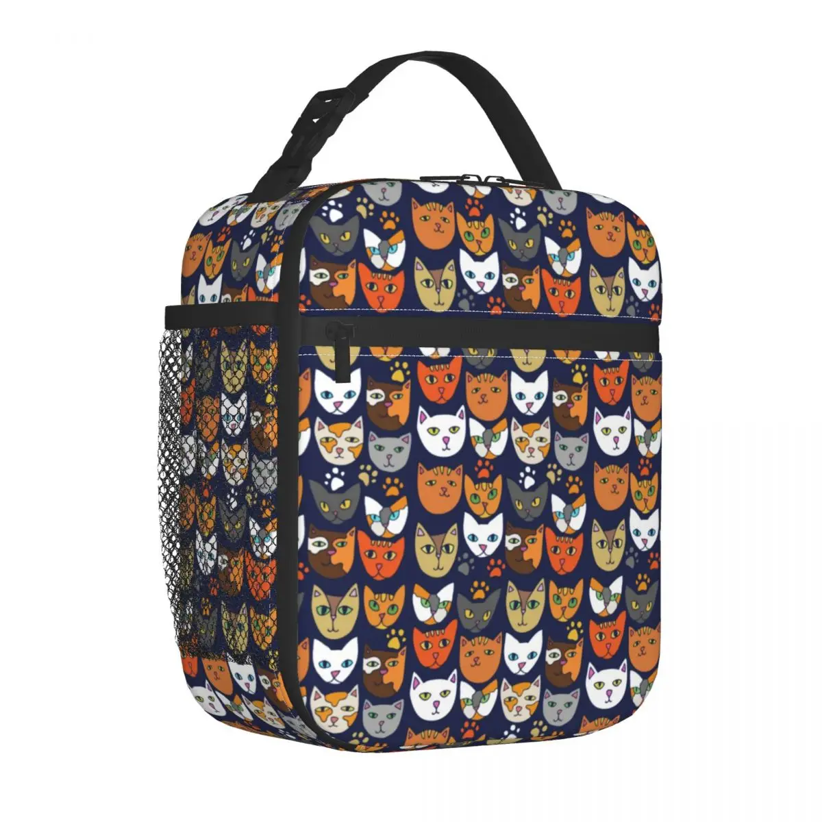 

Everywhere Cat Lunch Bag with Handle Funny Animal Pattern Cooling Mesh Pocket Cooler Bag Office Fancy Food Thermal Bag