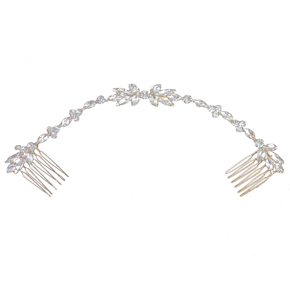 

Crystal Flower Headwear Rhinestone Headband with Double End Comb Wedding Headbands Hair Decoration for Women Wedding