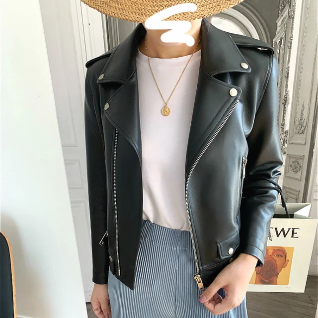 Women Loose Real Leather Jacket Female Turn-down Collar Black Soft Leather  Jacket Ladies Biker Coat Jacket Casual Outerwear G36 - купить по выгодной  цене | AliExpress
