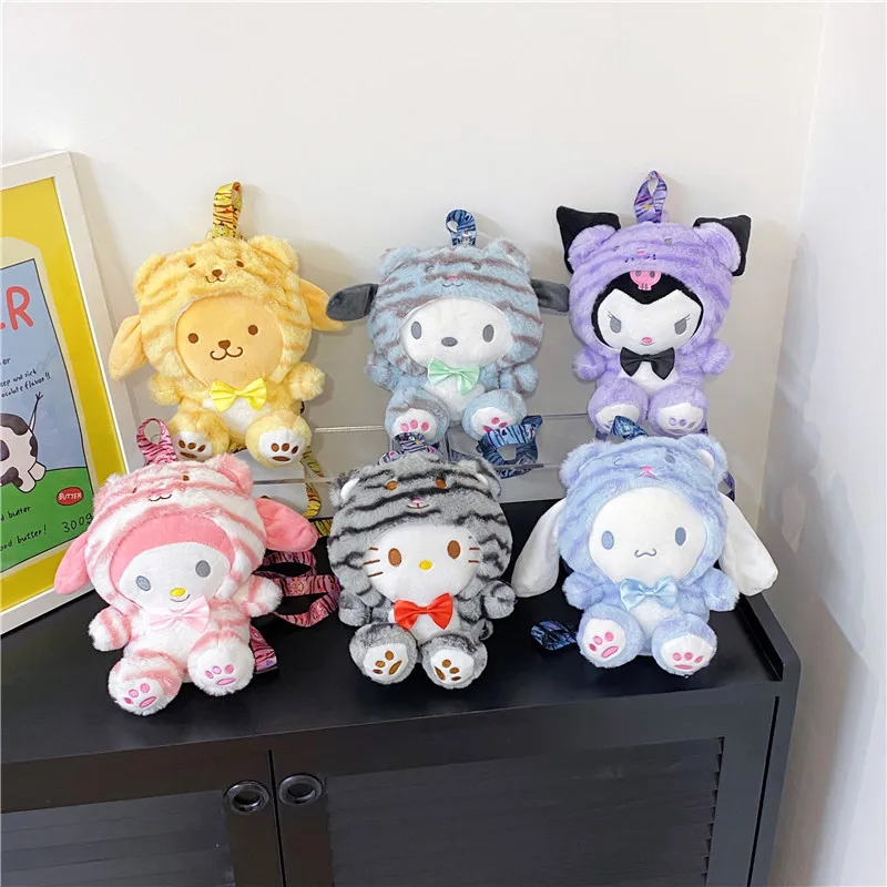 

Kawaii Sanrio аниме плечевая сумка Hello Kittys Kuromi Cinnamoroll Симпатичные Детские Плюшевые Сладкая Студенческая Повседневная Детская сумка подарок для девочек