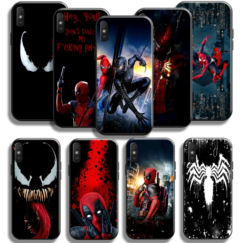 

Marvel Deadpool Venom Spiderman Case For Xiaomi Redmi 9A Phone Case For Redmi 9AT Back TPU Coque Black Liquid Silicon