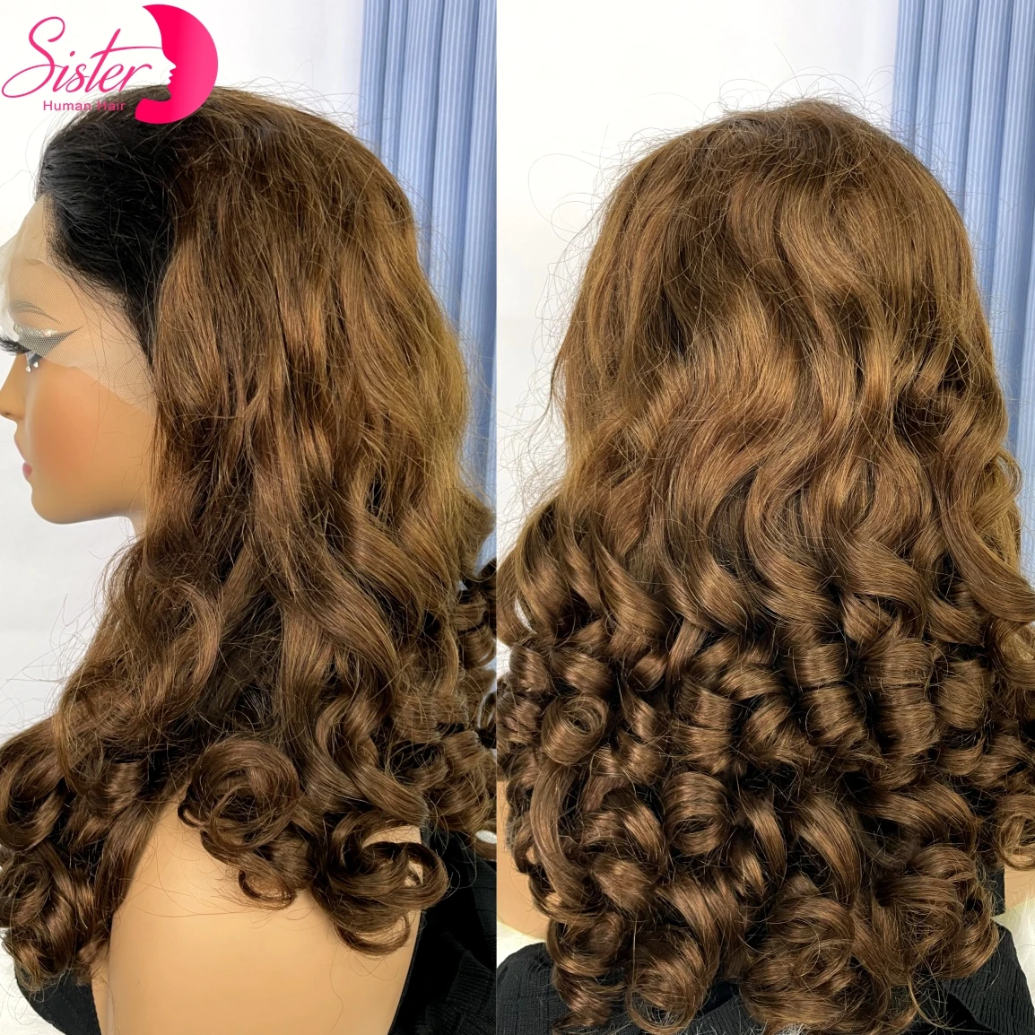 12A Двойные нарисованные шоколадно-коричневые свободные волнистые парики из