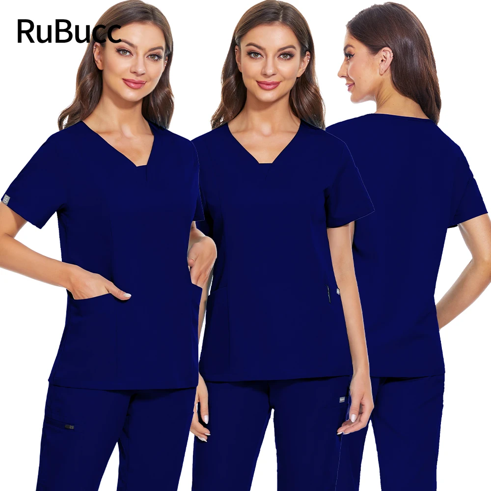 

Women Medical Scrubs Top Surgical Uniforms Doctor Scrub Shirt Plastic Surgeon Workwear Dentist Overalls Nurse Blouse Plus XS-2XL