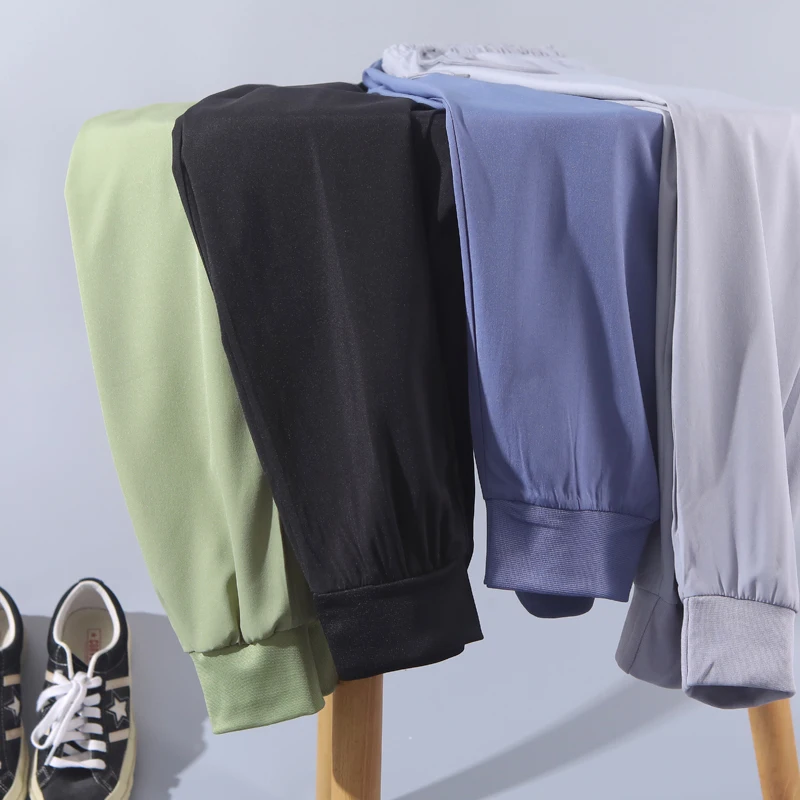 Quick-Drng Sweat pants Men's Casual Trousers Summer Thin Loose Korean Sle Trendy Ice Silk Ankle-tied Harlan Cropped Pants