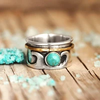 vintage natural stone turquoise rings for women retro finger ring party bride wedding engagement statement rings fashion jewelry