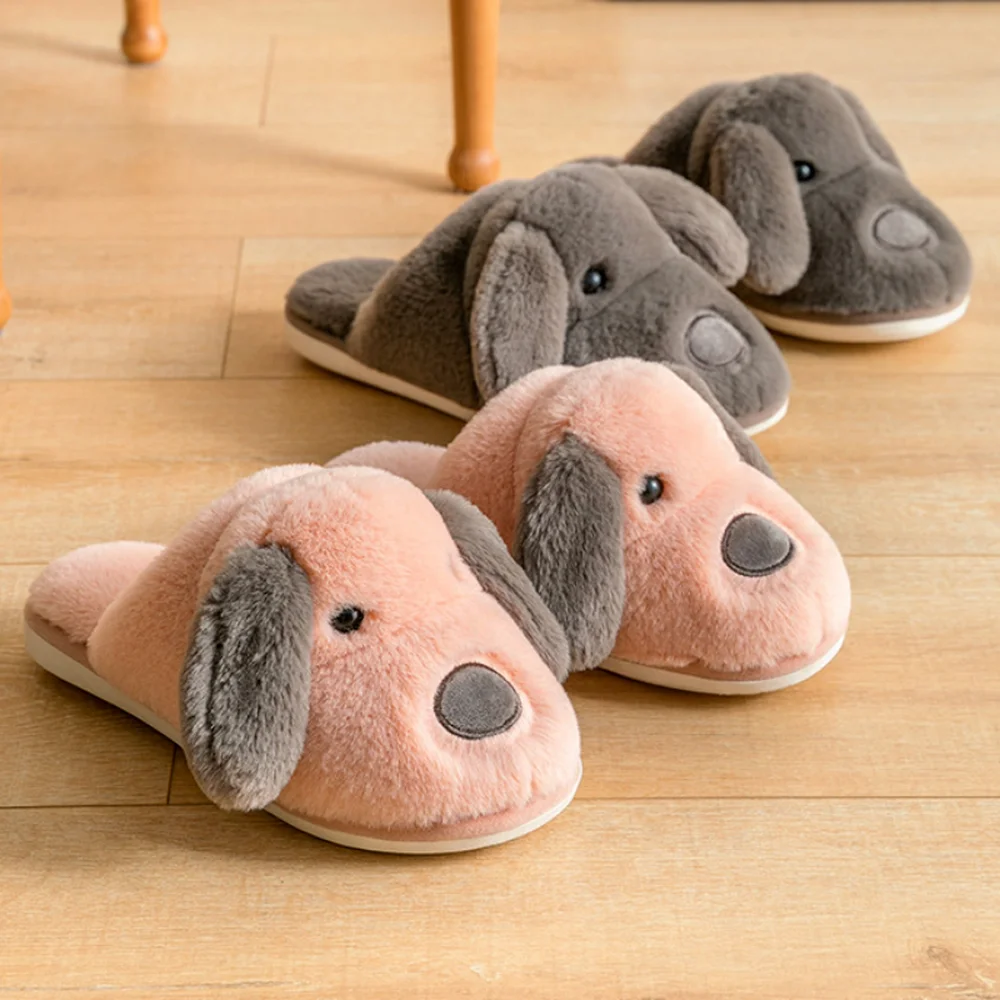 

Симпатичные хлопковые тапочки с животными, женские плюшевые пушистые хлопковые туфли, домашняя Нескользящая теплая обувь для дома, плюшевы...