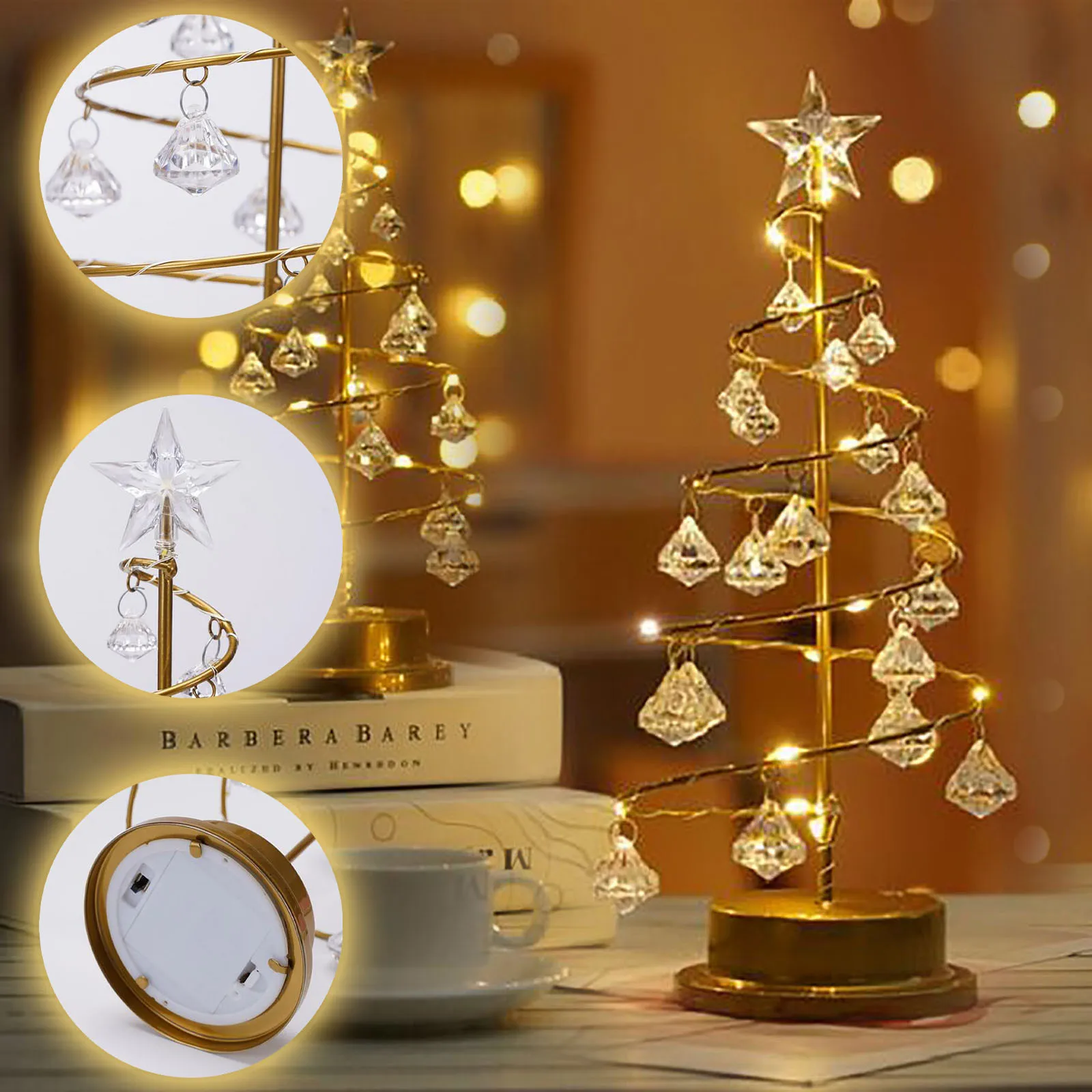 

Cool Night Lights for Boys under 10 Small Tree Light LED Five Crystal Decorative Christmas Light Light Iron Star Led Lights