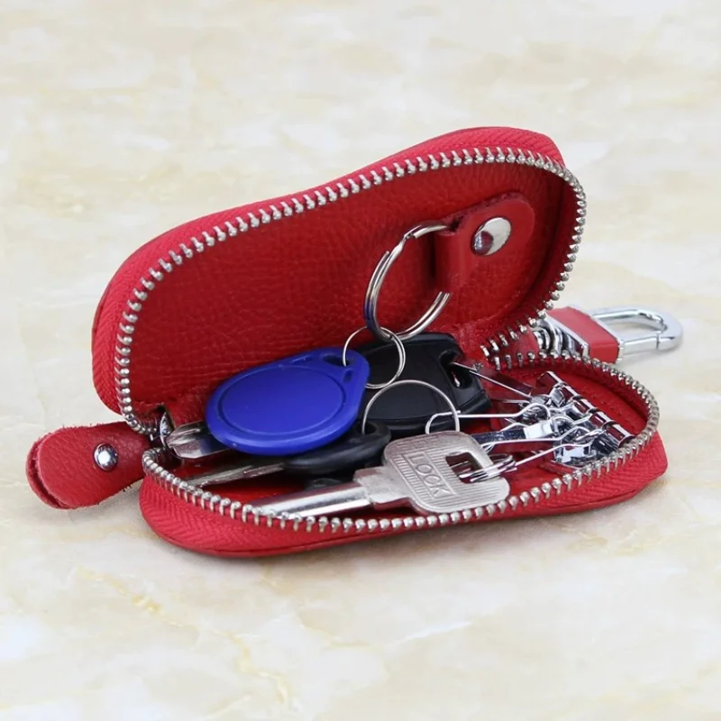 

Crocodile Pattern Car Key Bag Organizer Men And Women Microfibre Leather Zip Short Coin Purse Waist Hanging Home Wallet Keychain