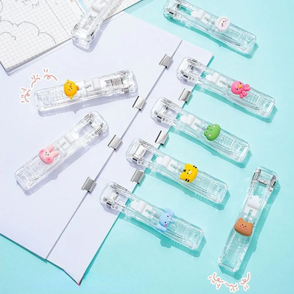

Traceless Animal Shape Office Accessories Paper Binding Clamp Paper Fixing Clip Push Clamp Stapler Student Stationary