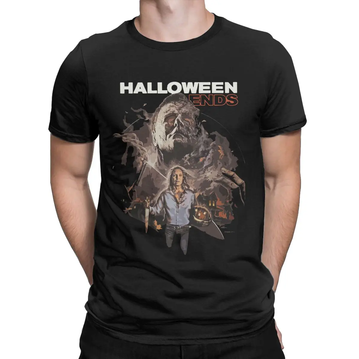 

Halloween Ends Horrors scary movie Casual Pure Cotton Tee Shirt Short Sleeve gift T Shirt for men Crew Neck Clothing Unique