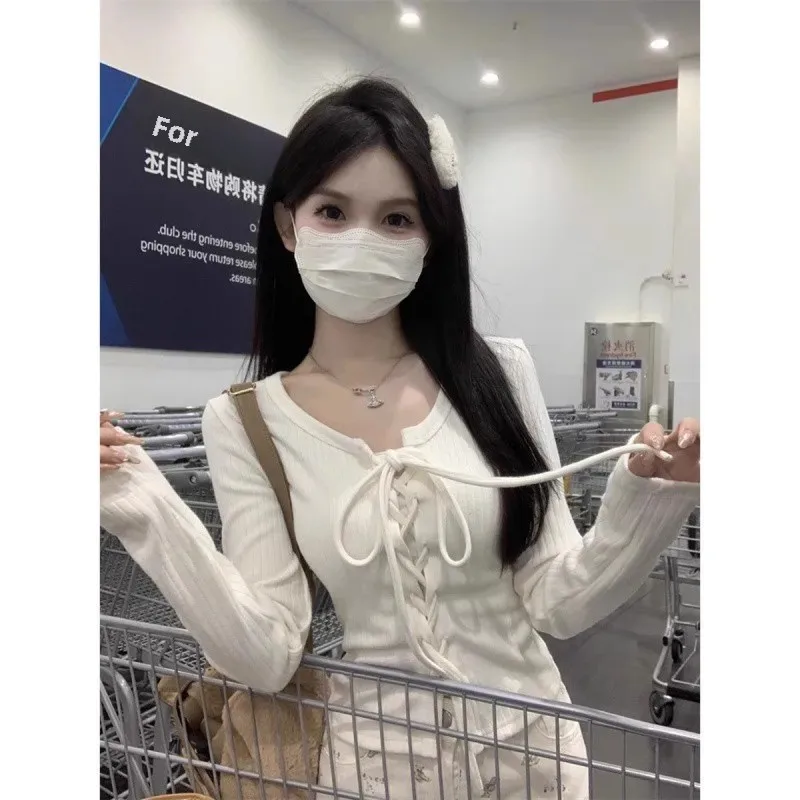 Pure Desire эстетичная женская футболка с длинными рукавами в корейском стиле на