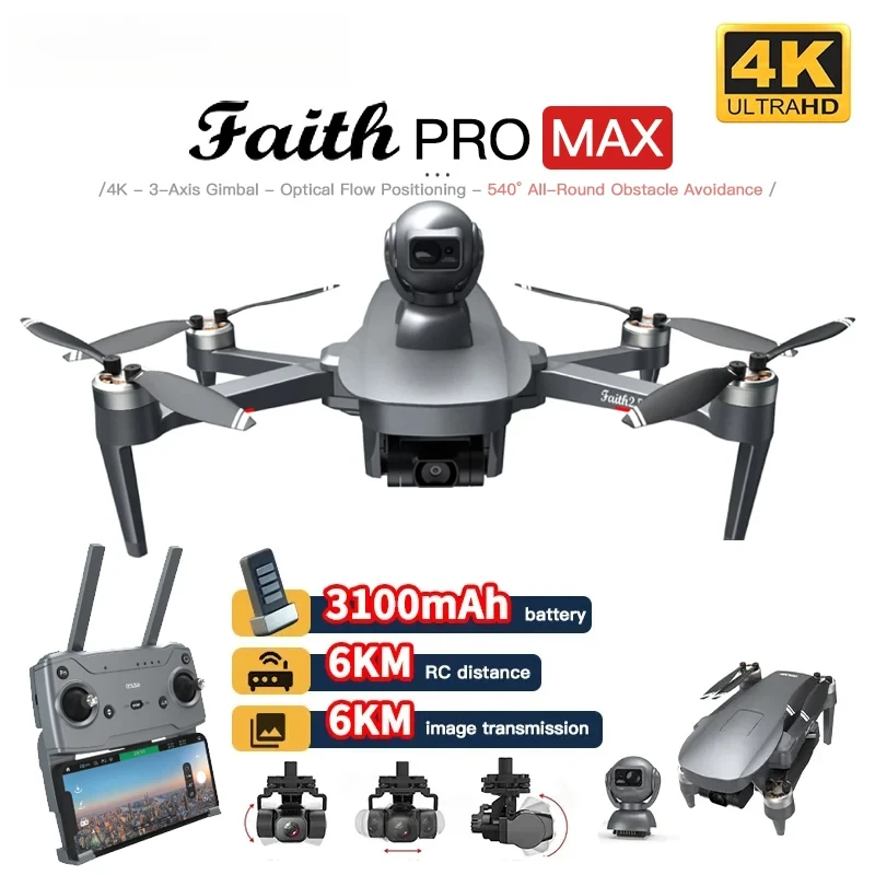 

Faith2 Pro 4K Professional 3-Axis Gimbal 5G Wifi GPS FPV Drone With Camera HD 540 ° Obstacle Avoidance RC Quadcopter