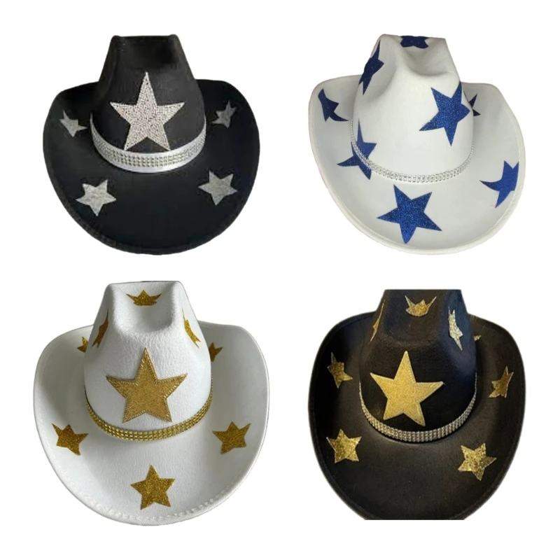 

Summer Sequin Star Pattern Cowgirls Hat for Bride Wedding Party Taking Photo Hat