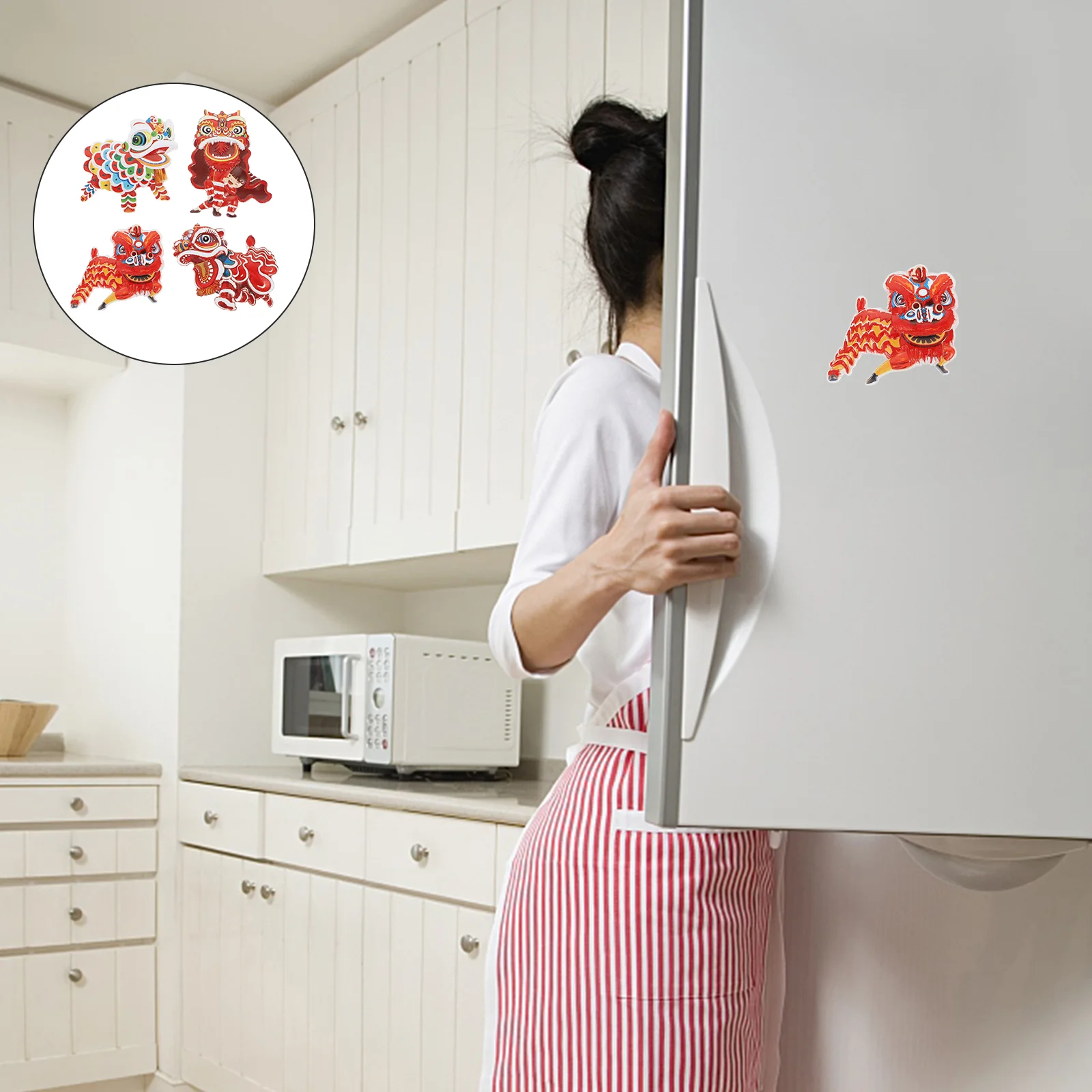 

4pcs Decorative Lion Shaped Fridge Magnets Funny Refrigerator Decorations (Red)