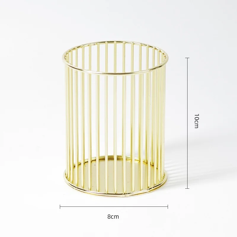 

INS Desktop Pen Holder Office School Storage Case Metal Gold Rose Gold Box Desk Pen Pencil Organizer Home Decor Makeup Storage