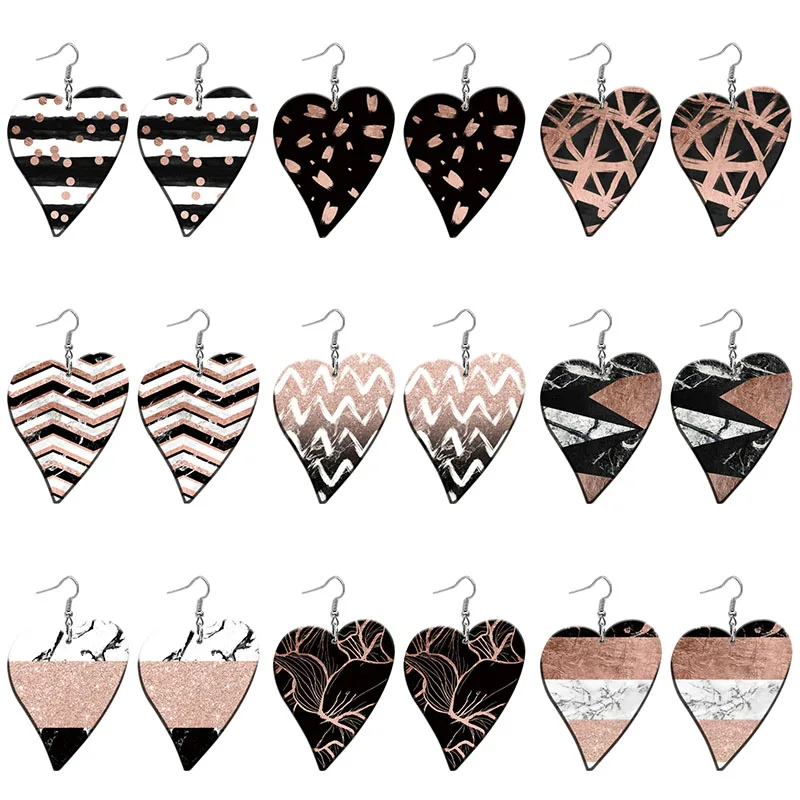 

Clashing Artist Patterns Acrylic Heart Drop Earrings For Women Stainless Steel Piercing Ear Hooks Jewelry Girls' Gift Z1610