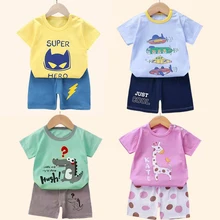 2PCS Childrens Sets mother Kids Clothes Boys Girl T-shirt Shorts Summer Cotton Short sleeve Baby Children Clothing Toddler Suit