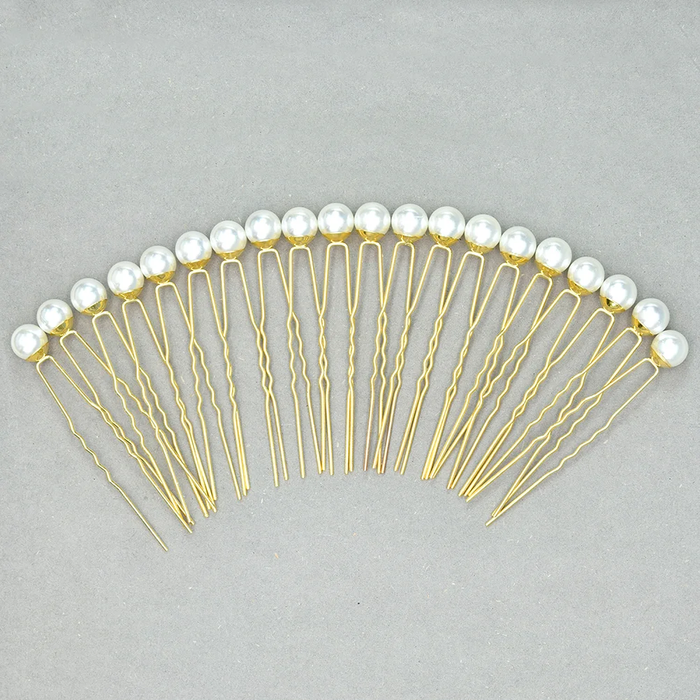 

20 Pcs Hair Stick Pearl Women Hairpin Gold Tiara Rhinestone Headpiece Hairclip Crystal Braid accessories