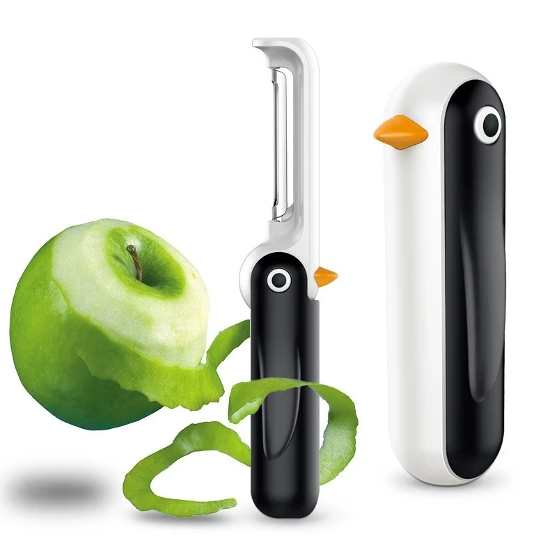 

Kitchen Cook Helper 360degree Rotatable Penguin Folding Peeler Stainless Steel Portable Fruit Peeler Apple Potato Auxiliary Tool