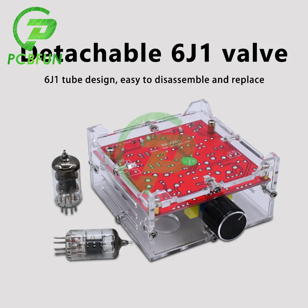 XH-A201 HIFI 6J1 Class A Bile Tube Preamplifier Amplifier Finished Power Board with Acrylic Case |