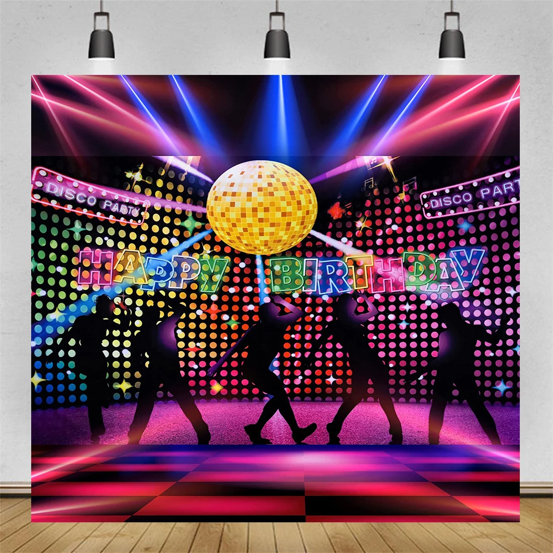 

Photography Backdrop 70s 80s 90s Disco Fever Dance Let's Glow Crazy Neon Banner Birthday Background Hippie Party Supplies Poster