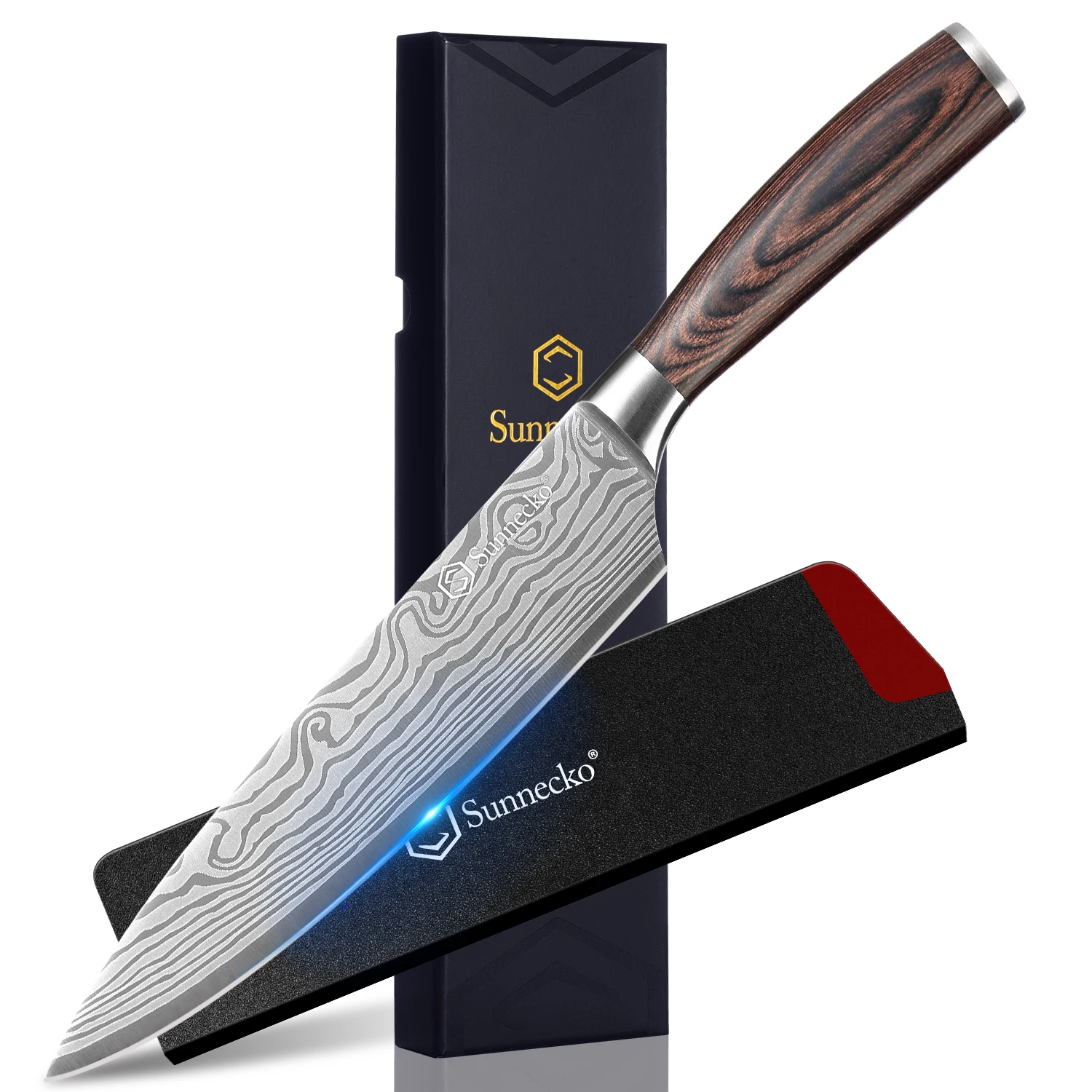 Нож шеф-повара с дамасским узором ультра острый японский кухонный нож