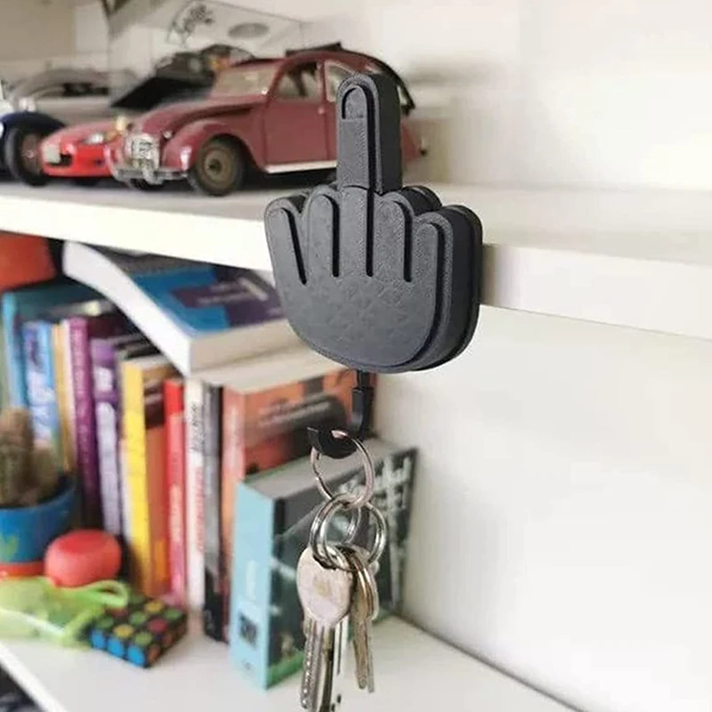 

Retractable Middle Finger Hook Key Holder Wall Clothes Hanger Room Decoration Punch-Free Sticky Hook Self Adhesive Hooks as Gift