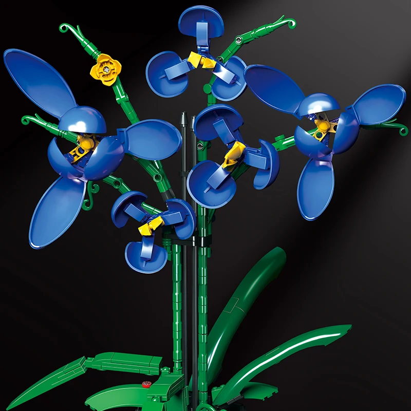 

Ideas Creative Bouquet Flowers Blue Phalaenopsis Plants Building Blocks Brocks Home Furnishings Bricks DIY Toys for girls gifts