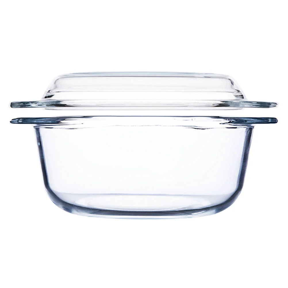 

Clear Dish With Cover Lid Heat- resistant Tempered Tray Rice Bowl Plate Container Pot For Microwave Oven ( 1L )