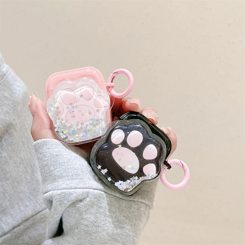 

Cartoon Cat Paw Quicksand Case for Apple AirPods 1 2 3 Pro Cases Cover IPhone Bluetooth Earbuds Earphone Air Pod Pods Case