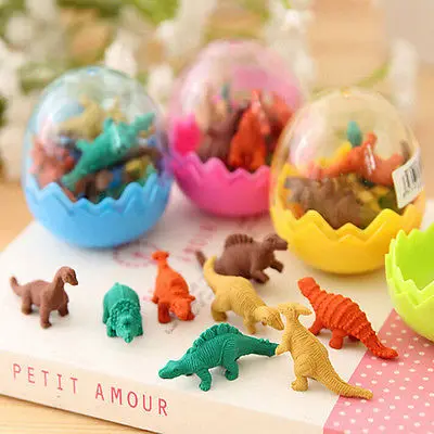 

8Pcs/Pack Novelty Mini Kawaii Dinosaur Egg Pencil Rubber Eraser With Egg Erasers Students Stationary Gift Creative Gift