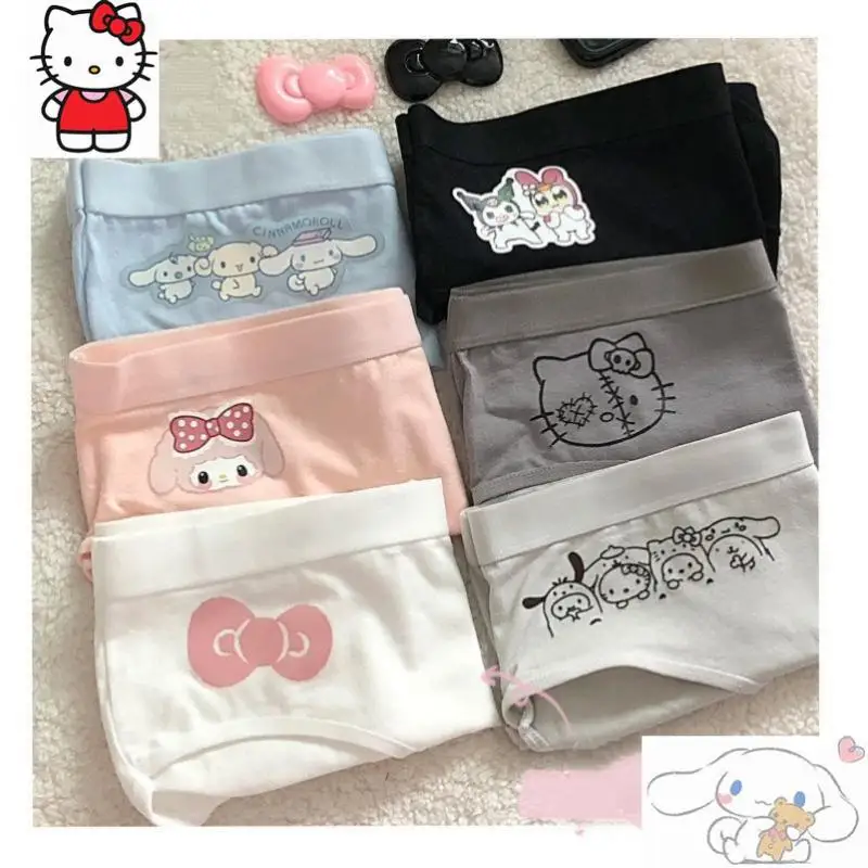 

3Pcs Hello Kittys Cinnamoroll Panties Kawaii Melody Pochacco Kuromi Student Cotton Cartoon Underpants Breathable Femle Underwear