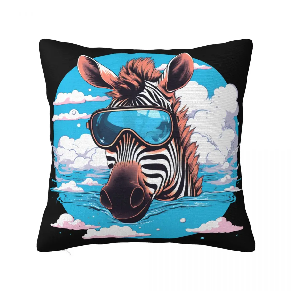 

Zebra Pillow Case Sky Landscape Glasses Summer Colored Pillowcase Polyester Hugging Zipper Cover
