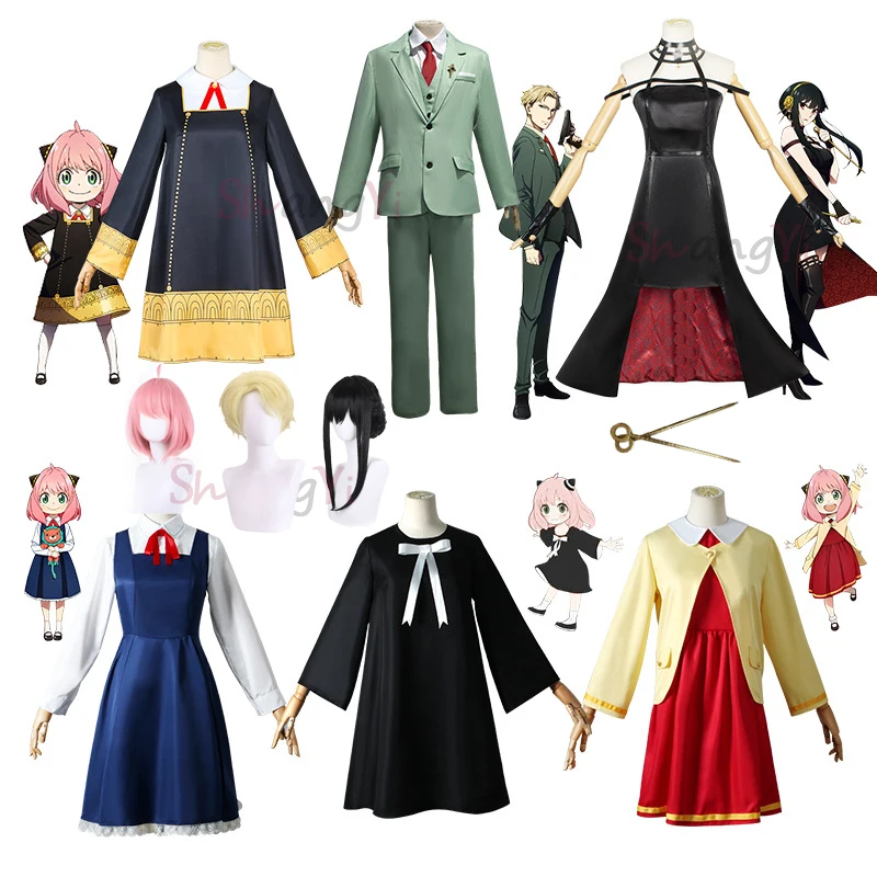 

манга Loid Forger Yor Forger Anya Костюмы для косплея Платья Парик Аниме Spy x Family Thorn Princess сексуальный платье Сумеречные костюм Spy Family Взрослая детская одежда Парики Хэллоуин Вечеринка ролевые костюмы