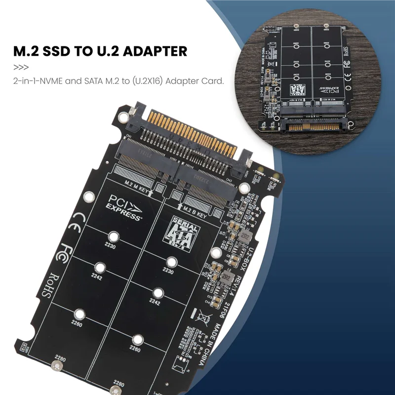 Фото 2 в 1 M.2 Nvme SATA U2PCB M.2 NVME SSD Key M Key B SSD To U.2 SFF-8639 Адаптер Pcie M2 Конвертер Детали настольного компьютера №2