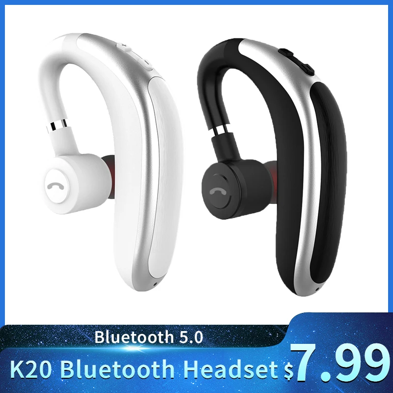 

New K20 Wireless Bluetooth Headset Business High-Capacity Single Ear Headphones Stereo Long Standby Waterproof Sports Earphones